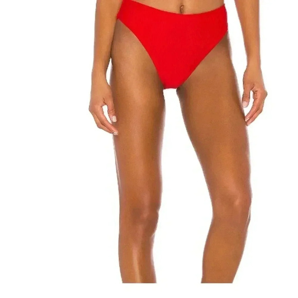 Revolve LPA Red Swim Ribbed Bottom‎ Sz L - Picture 1 of 4